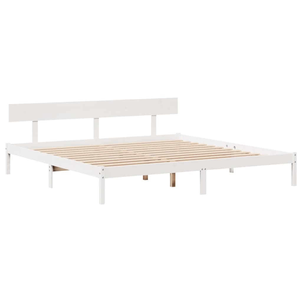 Bed Frame without Mattress White 200x200 cm Solid Wood Pine